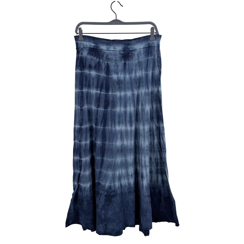 Tryst by Matthew Navy Blue Tie Dye Cotton Maxi Skirt Small 10862TBD Made‎ in USA